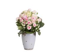 Faxiflora Bouquet di roselline rosa e bianche con verde decorativo