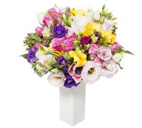 Faxiflora Bouquet fiori misti primaverili colorati con poco verde decorativo