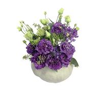 Faxiflora Cesto bianco con lisianthus viola e fiorellini bianchi