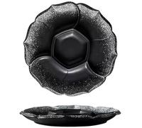 Faxijuan Piatto diviso in ceramica in stile giapponese for bambini e adulti, 4 scomparti, grande piatto rotondo for il controllo delle porzioni for un pasto equilibrato(Grey,12")