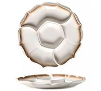 Faxijuan Piatto diviso in ceramica in stile giapponese for bambini e adulti, 4 scomparti, grande piatto rotondo for il controllo delle porzioni for un pasto equilibrato(Wit,10")