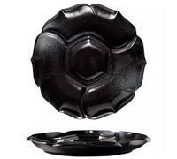 Faxijuan Piatto diviso in ceramica in stile giapponese for bambini e adulti, 4 scomparti, grande piatto rotondo for il controllo delle porzioni for un pasto equilibrato(Svart,10")