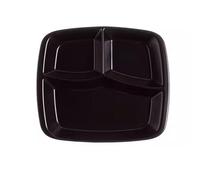 Faxijuan Piatto diviso in porcellana da 11 pollici for adulti, grande piatto rettangolare for il controllo delle porzioni con 3 scomparti for la perdita di peso con dieta bariatrica(Svart)