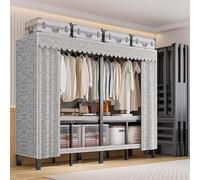 FAXJRU Armadio Pieghevole in Tessuto, Armadio a Scomparsa, Guardaroba con Ripiani e Asta Appendiabiti, per Riporre i Vestiti Appesi, Piccolo Temporaneo(203x52x172cm/80x20.4x67.7in)