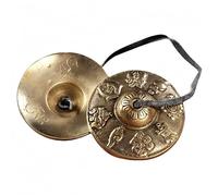 Fay Bless Tingsha Cymbals - Campane da meditazione da 6,5 cm, con borsa in tessuto con coulisse, percussioni in ottone fatte a mano per yoga, consapevolezza e relax (6 felicità)
