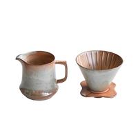 Fay Bless Vintage Ceramic V60 Set di gocciolatori per caffè - fatto a mano rustico versato sopra caffè birra con tazza e pentola (5)