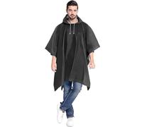 FAYAHAR Poncho impermeabile, Riutilizzabile Impermeabile con Cappuccio, Poncho Antipioggia Unisex, Mantella Antipioggia Pieghevole, per Attività All'aperto, Campeggio, Escursionismo (Nero)
