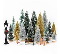 Fayavoo 21 mini alberi di Natale artificiali per decorazioni natalizie da tavolo (oro)