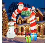 Fayavoo Decorazioni natalizie gonfiabili per esterni, con pupazzo di neve gigante, Babbo Natale, arco gonfiabile, decorazioni per cortile, con luci a LED, per esterni, Natale, giardino, prato