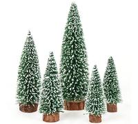 Fayavoo Mini spazzola per bottiglie per albero di Natale, 5 pezzi, piccoli alberi artificiali da tavolo, alberi di sisal in miniatura per ornamenti invernali e artigianato natalizio