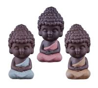 Fayemint 3 Pezzi Piccolo Buddha in ceramica, Monaco Creativo, Statua Creativa di Buddha in Ceramica, Statue di Buddha Ridere, Ornamenti, Regalo Delicato, Arte e Artigianato