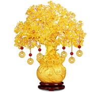 Fayemint Ornamenti per Alberi di Soldi, Citrine Tree Feng Shui Statue Bonsai Oro, Albero Portafortuna Feng Shui, per Ricchezza, Adatto per Arredare Uffici e Soggiorni
