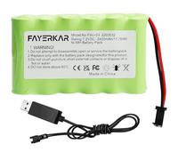 Fayerkar Batteria NI-MH da 7,2 V, batteria ricaricabile AA RC da 2400 mAh, batteria da 7,2 V con cavo di ricarica, spina SM per camion telecomandati, illuminazione, utensili elettrici