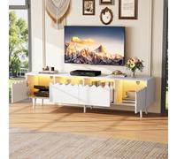 FAYICIC Tavola bassa, 176 x 38 x 45 cm, con 6 gambe di supporto, supporto TV con 2 cassetti e 2 armadi, mobile TV, soggiorno, TV, per supporto TV fino a 75 pollici, mobile TV (bianco)