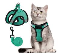 FAYOGOO Cat Harness and Leash Set | Upgrade Step-in Escape Proof Harness | Lightweight Soft Vest, No-Choke Design for Walking, Travel, Camping (Green)