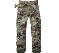 Faysfad Pantaloni cargo da uomo, stile militare, tattico, in cotone, con tasche multiple, Mimetico, 50