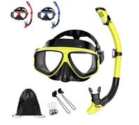 FAZCQDA Set da snorkeling ottico con intensità visiva, diottrie: da -1,5 a | Lente in vetro temperato, set da snorkeling per adulti con custodia per tappi per le orecchie, per snorkeling