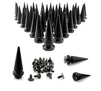 FAZHBARY 40 paia di rivetti neri a cono punk e borchie a vite in metallo per abbigliamento fai da te artigianato in pelle