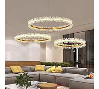 FAZRPIP Lampadari a LED Plafoniera Moderna 3 Anelli Lampadario a Sospensione Regolabile Lampadario per camere da Letto Soggiorno Soffitto Alto Foyer Lampadario per Soggiorno Sala da Pranzo Scala