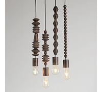 FAZRPIP Mini Lampada a Sospensione con Perline in Legno, Antico, Rustico, Fai da Te, lampadario con Perline, per Camera da Letto, Cucina ad Isola, Camera per Ragazze, 1 Set di 4 Pezzi