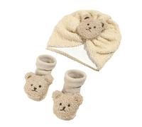 Fazvncv 1 set di peluche con orsetto e calzini abbinati, morbidi e traspiranti, accessori caldi per 2-6 mesi, unisex