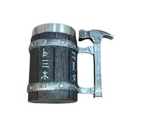 Fazvncv Boccale di birra dei barili di legno con la tazza bevente isolata del rivestimento dell'acciaio inossidabile per le riunioni all'aperto e l'evento sportivo