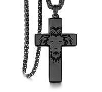 Fazvncv Collana da uomo in acciaio inossidabile resistente all'usura con design a forma di crocifisso animale, design leggero per una comoda collana in acciaio inossidabile, Misura unica, come