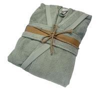 Fazzini Accappatoio unisex in spugna con cappuccio art. Square (IT, Testo, L, Regular, Regular, Verde Eucalipto)