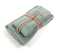 Fazzini COCCOLA Coppia Asciugamani 1+1 (ospite+Asciugamano) col. 13 Verde eucalipto