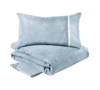 Fazzini completo copripiumino matrimoniale in Puro Percalle di Cotone tinto e sovrastampato art. Galuchat (Cielo 116)