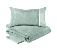 Fazzini completo copripiumino matrimoniale in Puro Percalle di Cotone tinto e sovrastampato art. Galuchat (Gray Green 233)