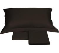 Fazzini Completo di lenzuola matrimoniali in Puro Raso di cotone 300TC effetto setificato art. Trecento qualità top (Cioccolato 40)