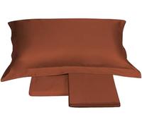 Fazzini Completo di lenzuola matrimoniali in Puro Raso di cotone 300TC effetto setificato art. Trecento qualità top (Rame 296)