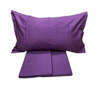 Fazzini Completo di lenzuola matrimoniali in Puro Raso di cotone 300TC effetto setificato art. Trecento qualità top (Viola 277)