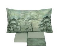 Fazzini completo lenzuola matrimoniali in Puro Percalle di Cotone e Raso art. Nemora (Verde)