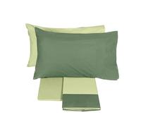 Fazzini completo lenzuola matrimoniali in Puro Percalle di Cotone tinta unita art. Dialogo (Margarita/Medium Green 53)