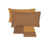 Fazzini completo lenzuola matrimoniali in Puro Percalle di Cotone tinta unita art. Dialogo (Zucca/Nocciola 44)