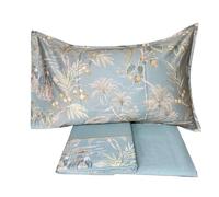 Fazzini completo lenzuola matrimoniali in Puro Raso di Cotone 300TC art. Oriental Dream (Surf/Verde 50)