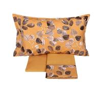 Fazzini completo lenzuola Piazza e Mezza misura Francese in Puro Percalle di Cotone art. Sabi Sabi (Zucca/Nocciola 4)