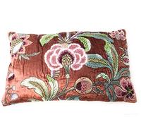 Fazzini Cuscino d'arredamento in Velluto Finemente Ricamato con strassini applicati Art. Windsor cm. 30x50 (Corallo 66)