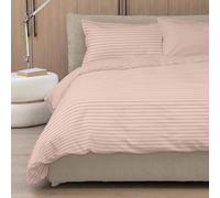 Fazzini EASY STRIPES Completo Copripiumino Matrimoniale NO STIRO (1 rosa cipria/off white)