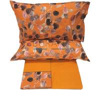 Fazzini lenzuola Percalle Sabi zucca 4 matrimoniale (lenzuolo superiore 260x295+ 2 federe 50 * 80+ 1 lenzuolo inferiore con angolo 180x200x30)