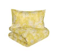 Fazzini parure copripiumino matrimoniale senza il lenzuolo di sotto in percalle di puro cotone con sovrastampa in lacca bianca art. Kimono (Giallo 8)