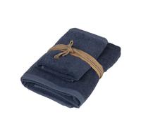 FAZZINI Set asciugamani spugna 1+1 "SQUARE" blu quetzal