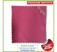 FAZZOLETTI RICAMATI LAUREA ROSSI CONFETTI CONFETTATA BOMBONIERA PORTARISO 50 PZ