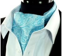 Fazzoletto Ascot Da Uomo Turchese Blu Verde Cravatta Fiori Seta