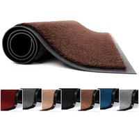 FB FunkyBuys Zerbini lavabili, resistenti, antiscivolo ed eleganti, grandi tappetini in gomma per interni ed esterni per una perfetta presa della polvere (marrone, 90 x 60 cm)