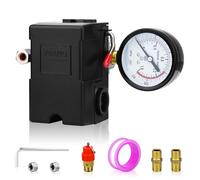 FBANG Valvola di controllo del pressostato del compressore d'aria, 135-175 PSI, interruttore orizzontale a 4 vie con un grande manometro, parti di ricambio per compressore d'aria, 110 V-240 V (modello