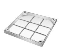 FBANULPEX Coperchio per pozzetto Quadrato da Incasso, Camera di ispezione for Fossa settica con chiusino da Incasso in Acciaio Inossidabile, Dimensioni Multiple, Argento(19.7x19.7x2in)