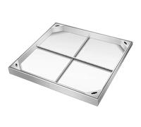 FBANULPEX Coperchio per pozzetto Quadrato da Incasso, Camera di ispezione for Fossa settica con chiusino da Incasso in Acciaio Inossidabile, Dimensioni Multiple, Argento(15.7x15.7x2in)